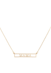 "MAMA" Cut Out Bar Necklace - Gold