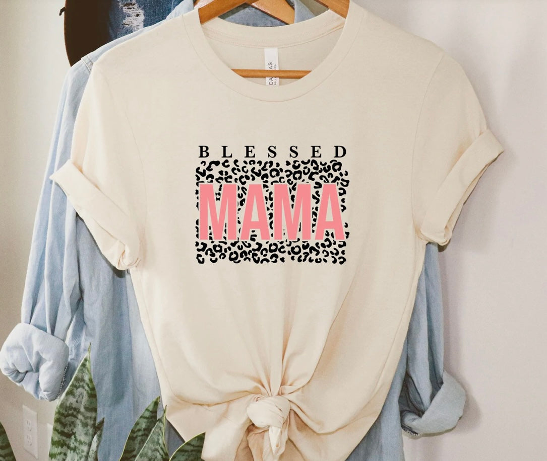 Blessed Mama Leopard Tee