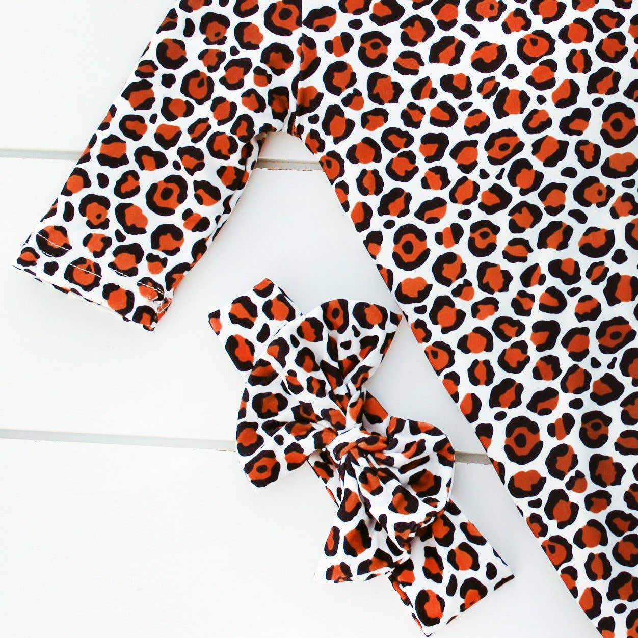 Leopard Baby Gown Set