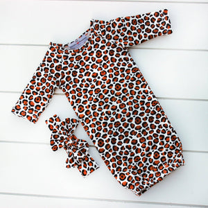 Leopard Baby Gown Set