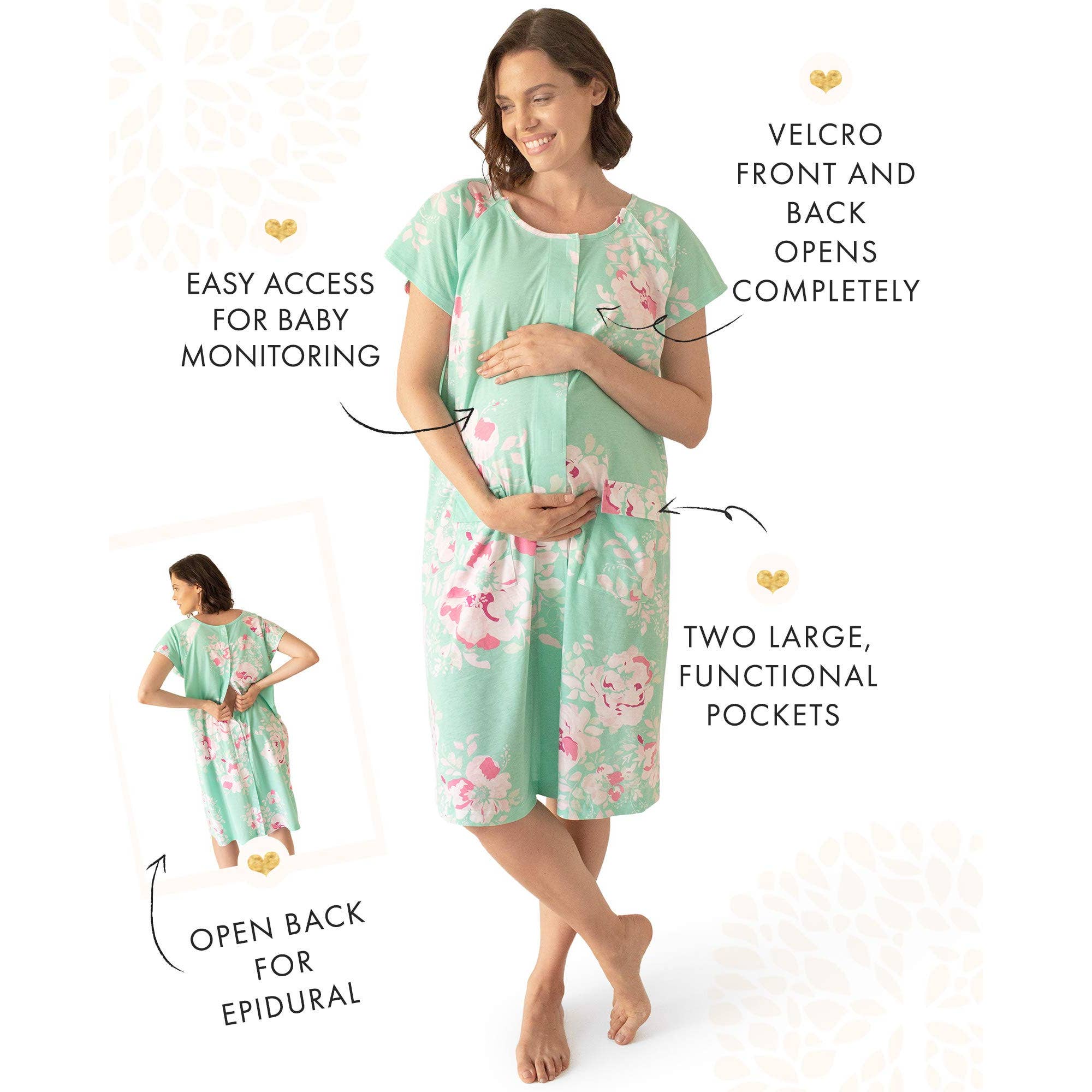 Kindred Bravely - Universal Labor and Delivery Gown In 1 Labor, Delivery- Floral