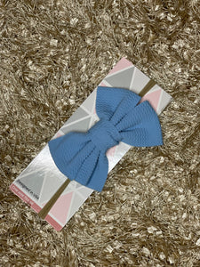 Baby Girl Nylon Bow Headband - Powder Blue