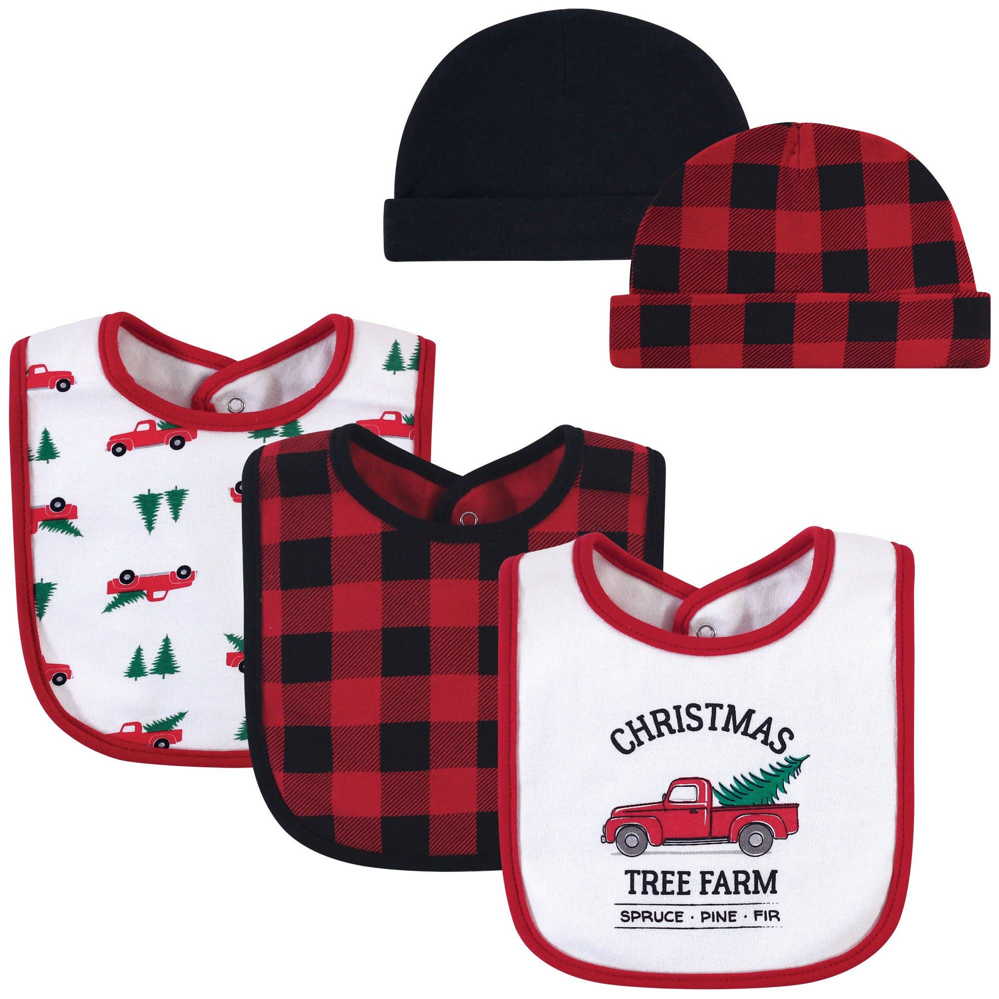 Christmas Tree Farm Bib and Hat Set