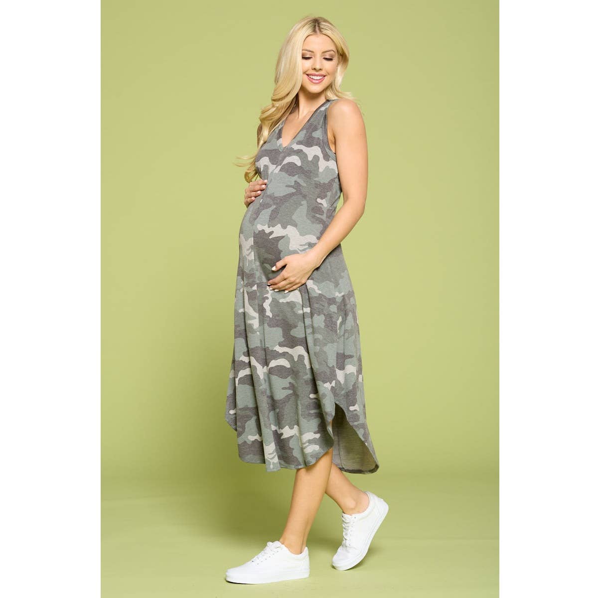 Camo Print Long Maternity Dress
