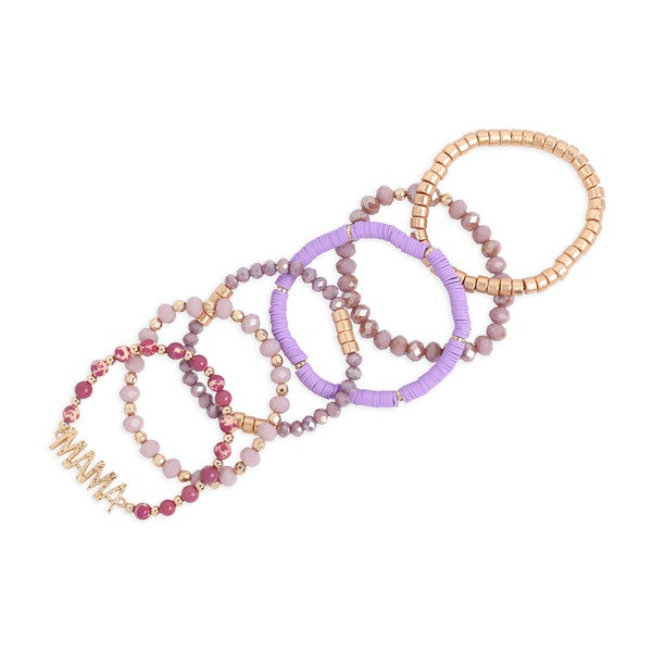 Mixed Mama Beads Bracelet Purple