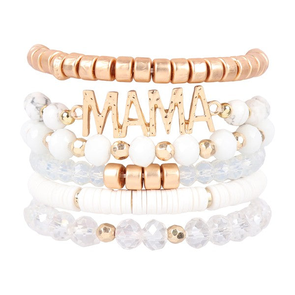 Mixed Beads Mama Bracelet White