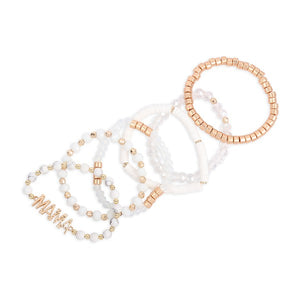 Mixed Beads Mama Bracelet White