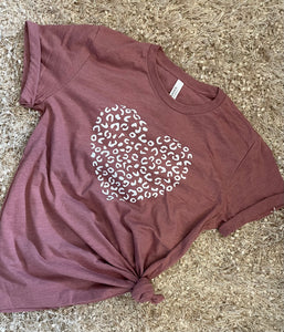 Leopard Heart Graphic Tee - White