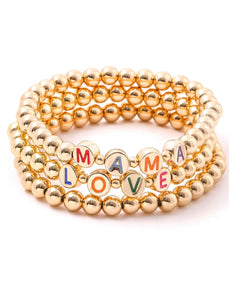 Metallic MAMA LOVE Bracelet Set