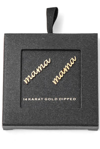 Mama Letter Stud Earrings - 14k Gold
